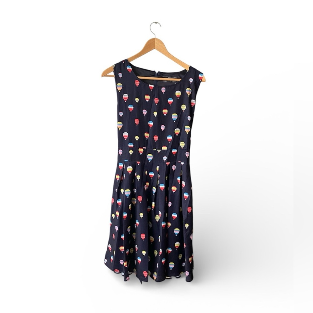 Paper Plane London Hot Air Balloon Navy Fit Flare Dress Size L/XL Festival